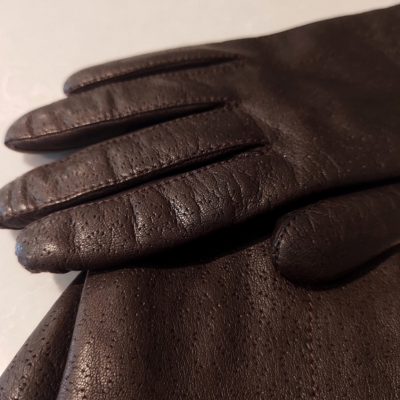 Vintage Kid Leather Gloves (lined) Made in Hungary | Brown Sz 6.5-7 - Picture 5 of 12